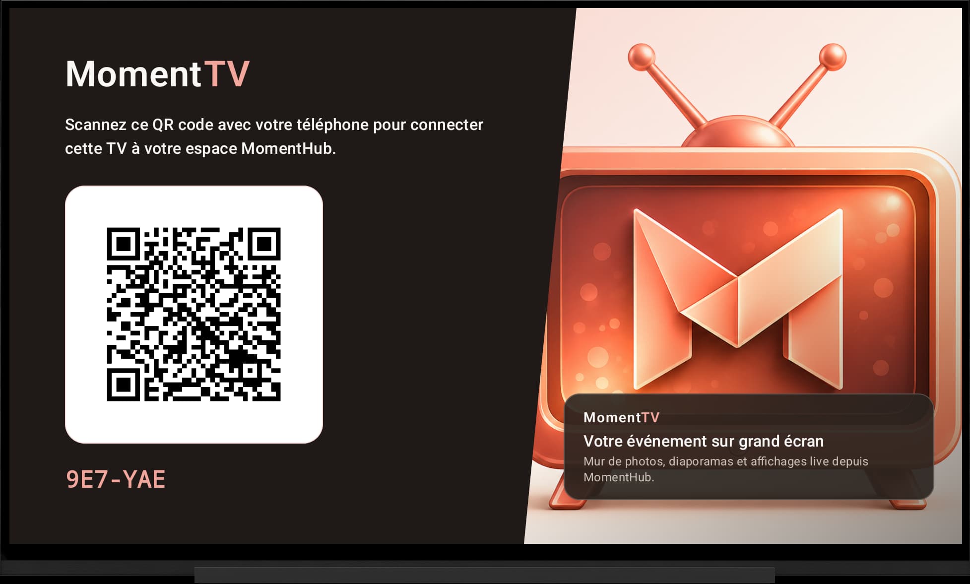 Écran d’association par QR code